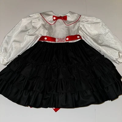 Vintage Martha's Miniature Full Circle Black Ruffled Party Pageant Dress Sz 5 - Image 1 of 4