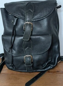 Vintage Robert Cheau Rucksack 100% Leder Shell Schwarz Backpack Tasche Handtasche USA - Bild 1 von 9