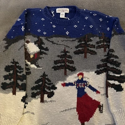 Vintage Jones New York Sport ICE SKATE Women’s Christmas Sweater Size Large - Image 1 of 4