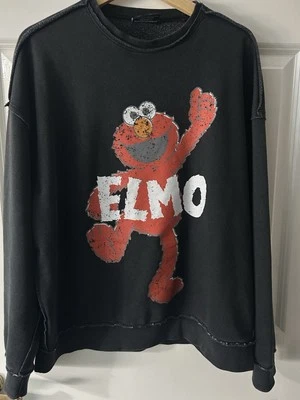 Sudadera Top Sesame Street Elmo Muppets Patinador Gótico Grande XS-S Gris Negro Foto 1 de 3