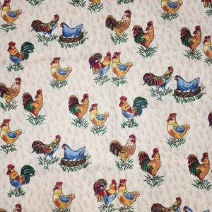 2Yds Hen House By Fabri Quilt Chickens Roosters Cotton Quilt Fabric A2 - Picture 1 of 8