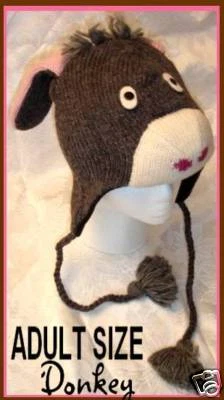 SOMBRERO BURRO deLux tejido ADULTO unisex animal de granja esquí gorra toque eeyore mula disfraz Foto 1 de 4