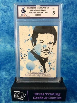 Lando Calrissian 1/1 Jason Hughes Sketch Card  MGC 8 Graded Card Slab 62989 - Image 1 of 4