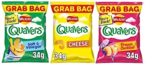 Walkers Quavers 34g Grab Bag Snack | Cheese/ Salt & Vinegar/ Prawn Cocktail - Picture 1 of 4