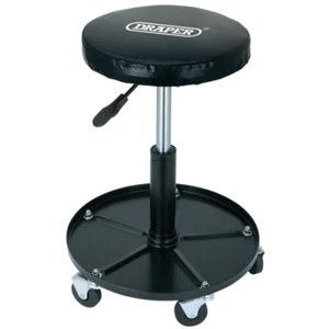 Mechanic Work Stool Seat Garage Workshop Adjustable Padded Black Draper 54229 - Picture 1 of 2
