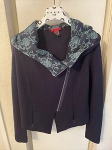 vivienne tam blue wool knit jacket hoodie sz m - Picture 1 of 8