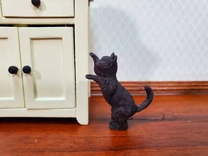 Dollhouse Kitty Cat Dark Brown Playful Reaching 1:12 Scale Miniature Pet - Picture 1 of 4