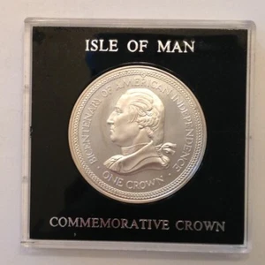 ~1976 Isle of Man George Washington Commemorative Crown .925 Sterling Silver - Picture 1 of 3
