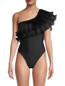 NWT Milly swimsuit One piece Black Cabana Made In Italy Size L One Shoulder - Picture 1 of 4