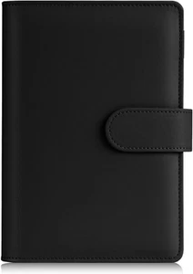 A6 Notebook Binder 6 Ring Planner Stylish Design Magnetic Buckle PULeather Black - Picture 1 of 6