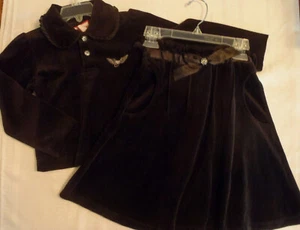 Galaxy Diva Girls Size 4 Black Velour Skirt Polo Style Shirt Outfit NWT - Picture 1 of 4
