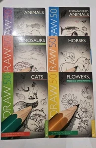Draw 50 Books By Lee J.Ames, X 6 Various, Cats, Animals, Dinosaurs And More - Picture 1 of 24
