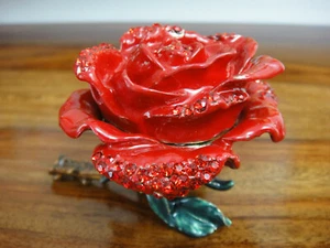 Schmuckdose Rose Pillendose Etui Strass Gold Edel Kristall Deko Dose Ringbox NEU - Bild 1 von 6