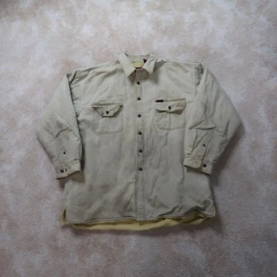 Wolverine Fleece Lined Corduroy Shirt Men's XL Long Sleeve Button Front Biege - Image 1 of 4