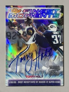Torry Holt Auto 2000 Topps Finest Finest Moments réfracteur sur carte #FM16 rare SP - Photo 1 sur 3