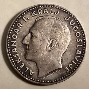 ~ 1931 YUGOSLAVIA King Alexander I Silver 20 Dinara - Picture 1 of 2