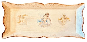 Vassoio portagioie Firenze fatto a mano in legno con angeli 4" x 9" - Foto 1 di 5