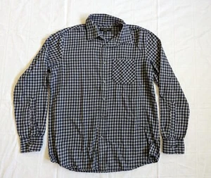 Camicia Uomo Banana Republic Collo Manica Lunga Vestibilità Standard Plaid Grigio Blu M - Foto 1 di 5