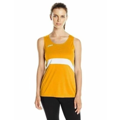 Camiseta deportiva para mujer ASICS Break Through dorada blanca talla M Foto 1 de 4