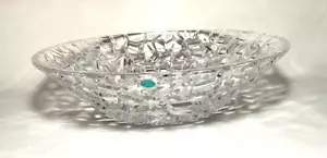 TIFFANY & Co.~Crystal Low Geometric Textured 12" ROUND CENTERPIECE BOWL (Sierra) - Picture 1 of 7