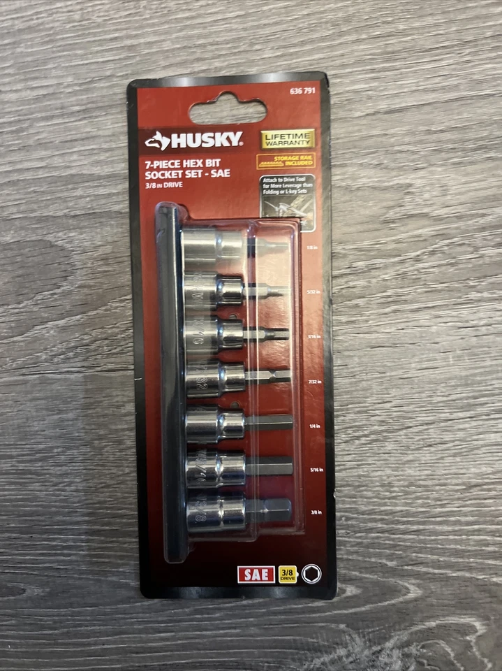 Husky Bit Socket Set 3/8 in Drive SAE Hex Polished Chrome Intermediate (7-Piece) - Image 1 of 1