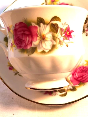 Queen Anne Princess Roses Bone China Tea Cup & Saucer England - image 1 of 4