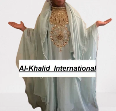 Novo Vestido Verde Mar Georgette Infantil Especial Kaftan Meninas Casamento Marroquino Dubai - Imagem 1 de 3