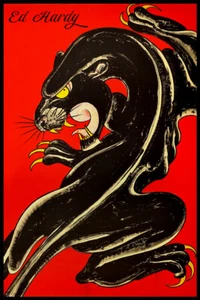 Affiche murale Ed Hardy panthère noire tatoueur jungle art - AFFICHE 20x30 - Photo 1 sur 4