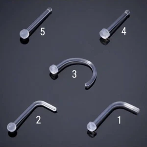 2er SET RETAINER NASEN PIERCING PTFE HIDER NASENPIERCING KLAR NASENSTECKER NOSE - Bild 1 von 6