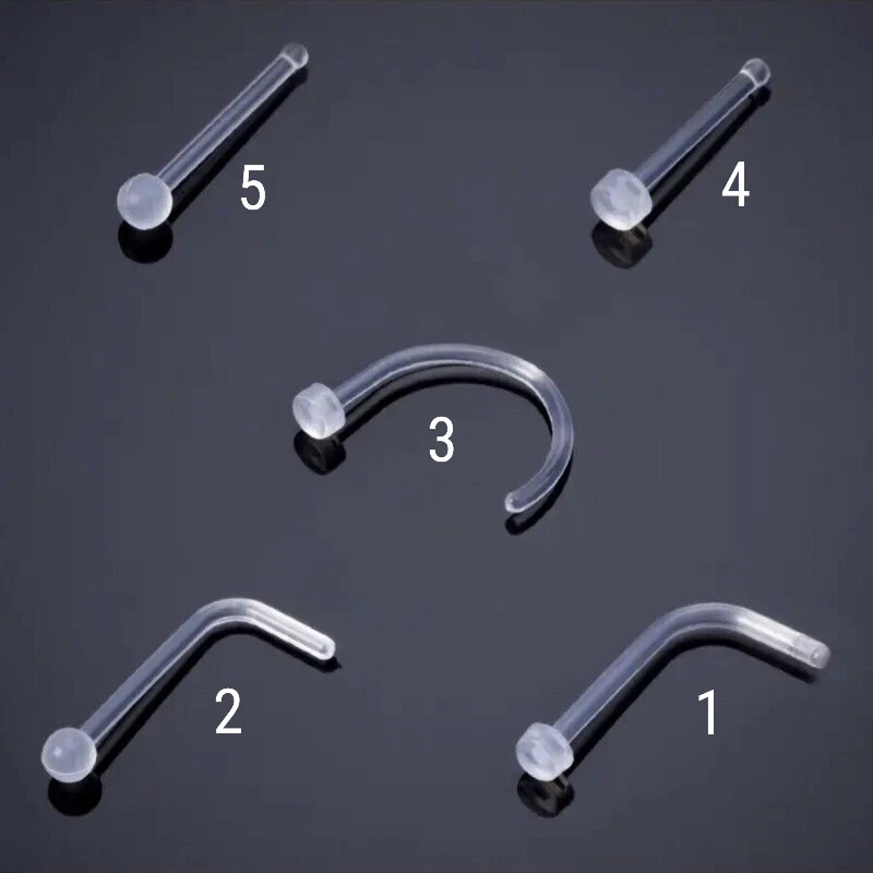 2er SET RETAINER NASEN PIERCING PTFE HIDER NASENPIERCING KLAR NASENSTECKER NOSE - Bild 1 von 1