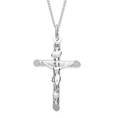 Colgante Crucifijo de Plata de Ley ~ Cruz de Plata 925 ~ Elección de Cadena / Collar Foto 1 de 4