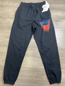 Boys Lie Sweatpants Medium Black Fleece Patchwork Fleece Cotton Pullon Jog - Picture 1 of 12