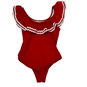 Janie And Jack Girls' Red Ruffle One-Piece Swimsuit Size 8 - Picture 1 of 4