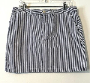 Ralph Lauren Sport Skirt Womens Size 12 Blue Striped Seersucker Mini Lightweight - Picture 1 of 3