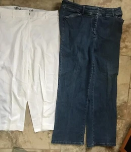 kim rogers womens size 10P white denim capri pants cotton blend + Gift - Picture 1 of 7