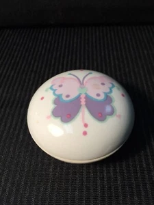Schmetterling Schmuck/Schmuckschale mit Deckel - lila & rosa Muster CLVC 1999 - Bild 1 von 9