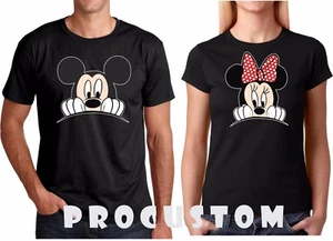 Mickey y Minnie Tomados de la Mano Pareja A Juego Divertida Linda Camiseta S-4XL - Imagen 1 de 2