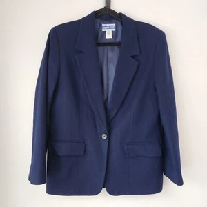 Pendleton 100% Wool Navy Blue Blazer Jacket Vintage Career Virgin Wool Women's 8 - Picture 1 of 7