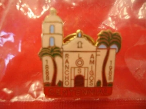 Rancho Los Amigos 1888-1988 Centennial Pinback / Anstecknadel 1" Southern CA Mission - Bild 1 von 3