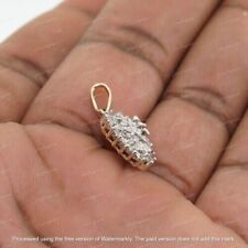 Yellow Gold Plated Round Baguette Lab Created Diamond Marquise Cluster Pendant