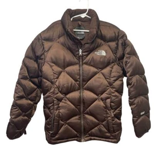 The North Face Girls Large Chocolate Brown Goose Down Filled Nylon Puffer Coat - Picture 1 of 7