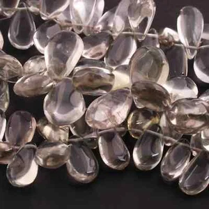 1 Strand Green Amethyst Faceted Briolettes -Pear Shape Briolettes 10mmx7mm-19mm - Picture 1 of 2