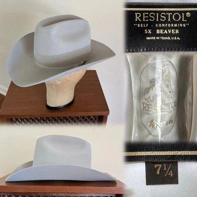 1970s Resistol Cattleman 5x Beaver 7 1/4 Cowboy Western Hat 70s Pin Arizona - Image 1 of 4