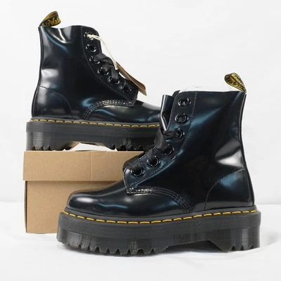 Botas con cordones Dr. Martens Molly plataforma cinta en negro para mujer EE. UU. 7 (24861001) Foto 1 de 4