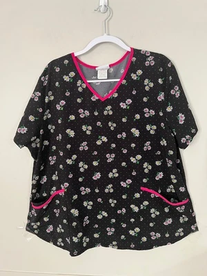 SCRUBSTAR SIZE 2XL MULTICOLOR FLORAL WOMEN'S V-NECK SCRUB TOP - Image 1 of 4