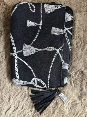 Chico's Blue Tassel Print Padded Tech Tablet Travel Case Zipper Sleeve w/Tag New - Image 1 of 4