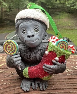 Danbury Mint Baby Tier Gorilla klein Weihnachten Urlaub Ornament mit Hangtag - Bild 1 von 10