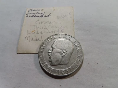 K27 Alemania Tercer Reich 1937 Gen. Erich Ludendorff Muerte Medalla de Plata 36mm Foto 1 de 2