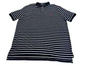 Ralph Lauren Polo Shirt Mens Black White Blue Preppy Casual Golf XL - Picture 1 of 5
