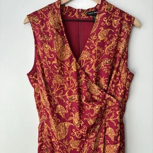 Abito Valerie seta 12 floreale lungo anni 90 marrone paisley senza maniche indie old money - Foto 1 di 13